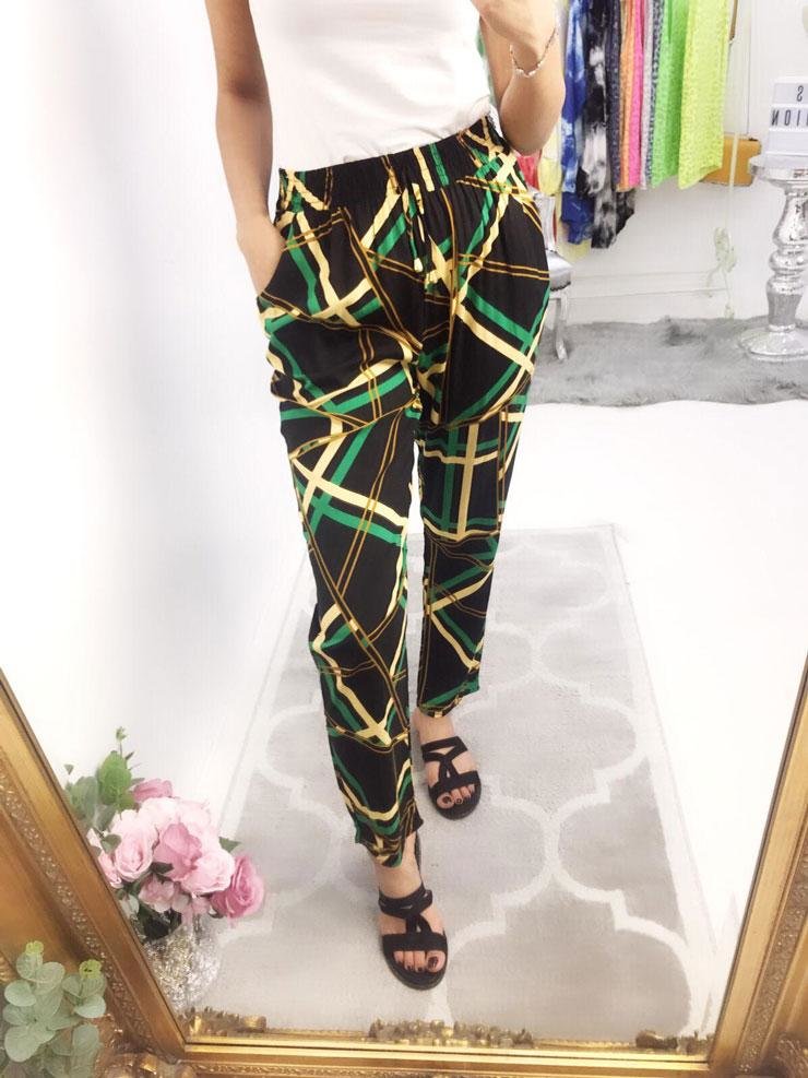 Hermione Geometric Elasticated Hareem Trousers