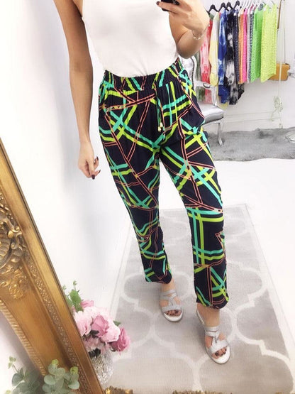Hermione Geometric Elasticated Hareem Trousers
