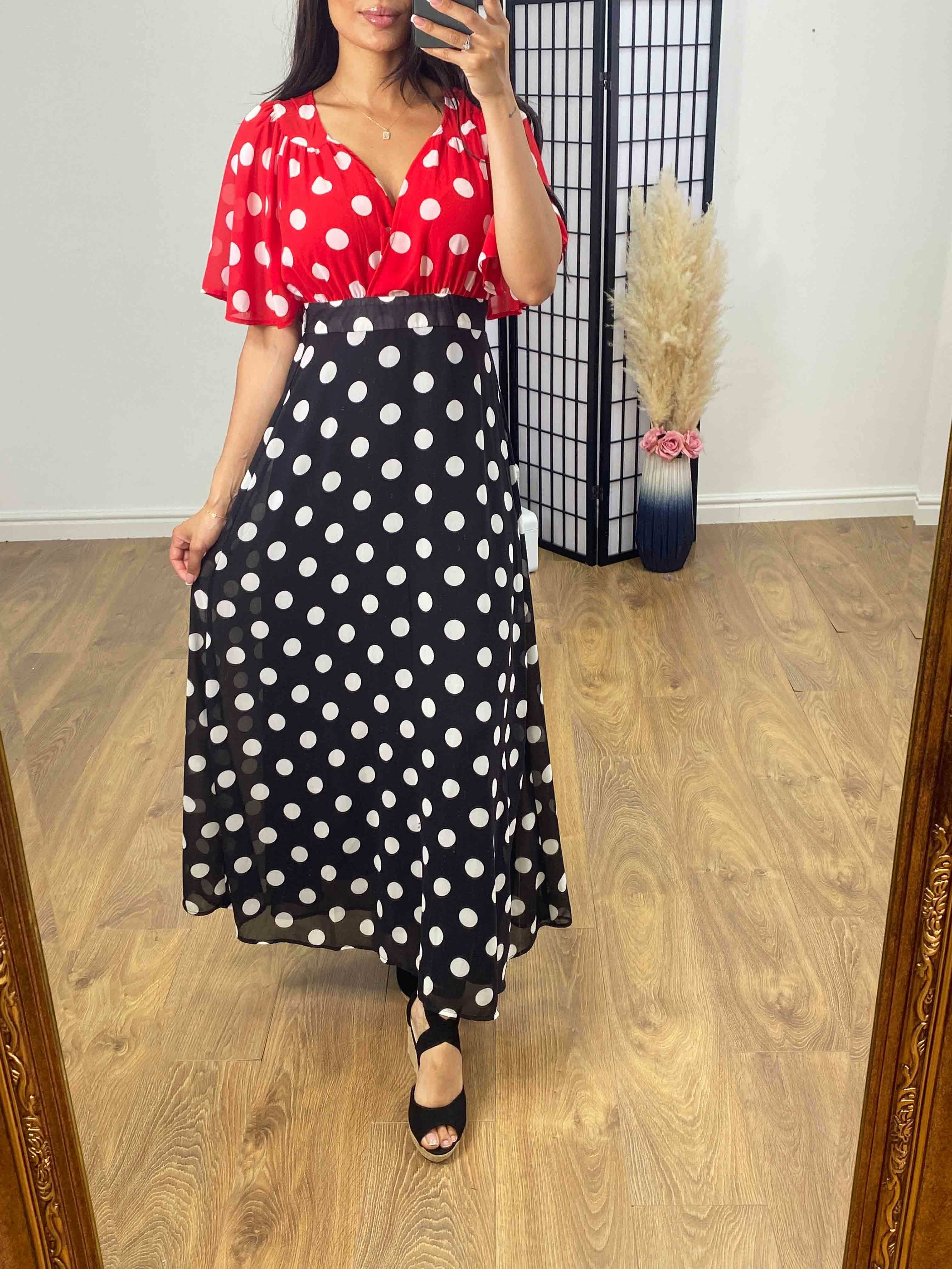 Hetty Polka Dot Chiffon Maxi Dress