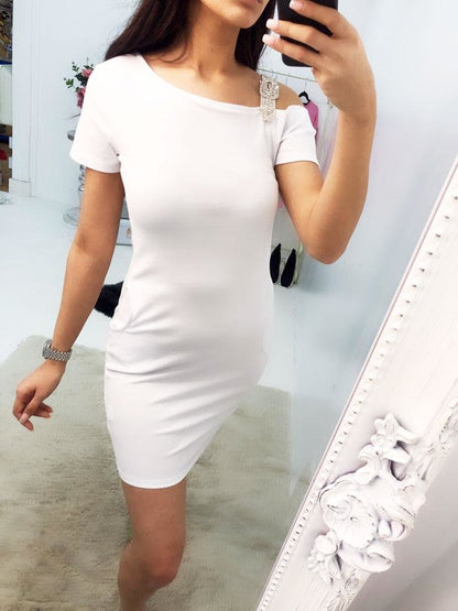 Hillary Studded Diamante Buckle Strap Thin Dress