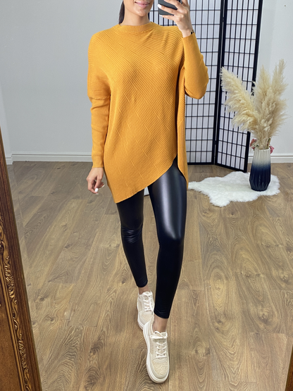 Hyland Ribbed Asymmetric Hem Jumper