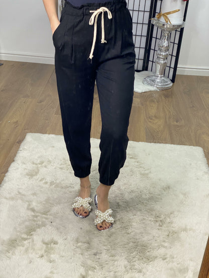 Tannon Loose Fit Linen Style Paper Bag Trousers