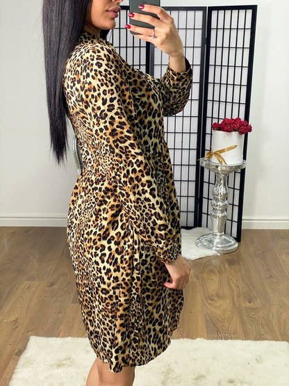 Essey Leopard Print Button Detailed Midi Dress