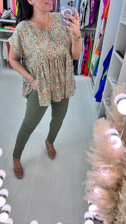 Frankie Cheetah Smudge Print Smock Top