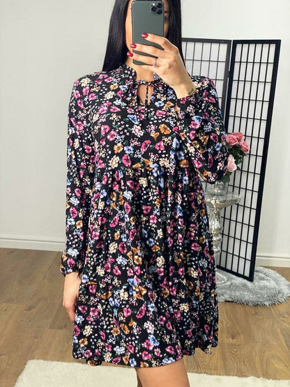 Rackel Paisley Floral Tie Neck Floaty Dress