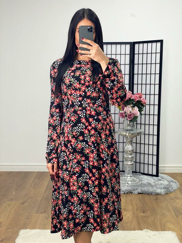 Lilyth Floral Print Midi Swing Dress