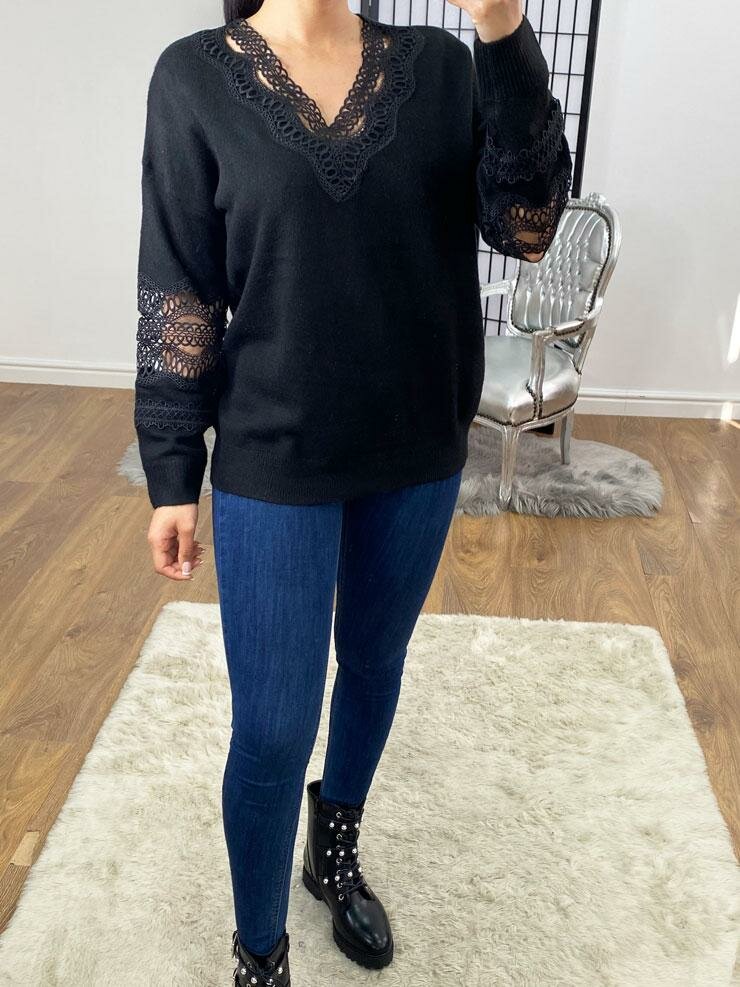 Chanice Crochet Detailed Super Soft Oversized Knit Jumper