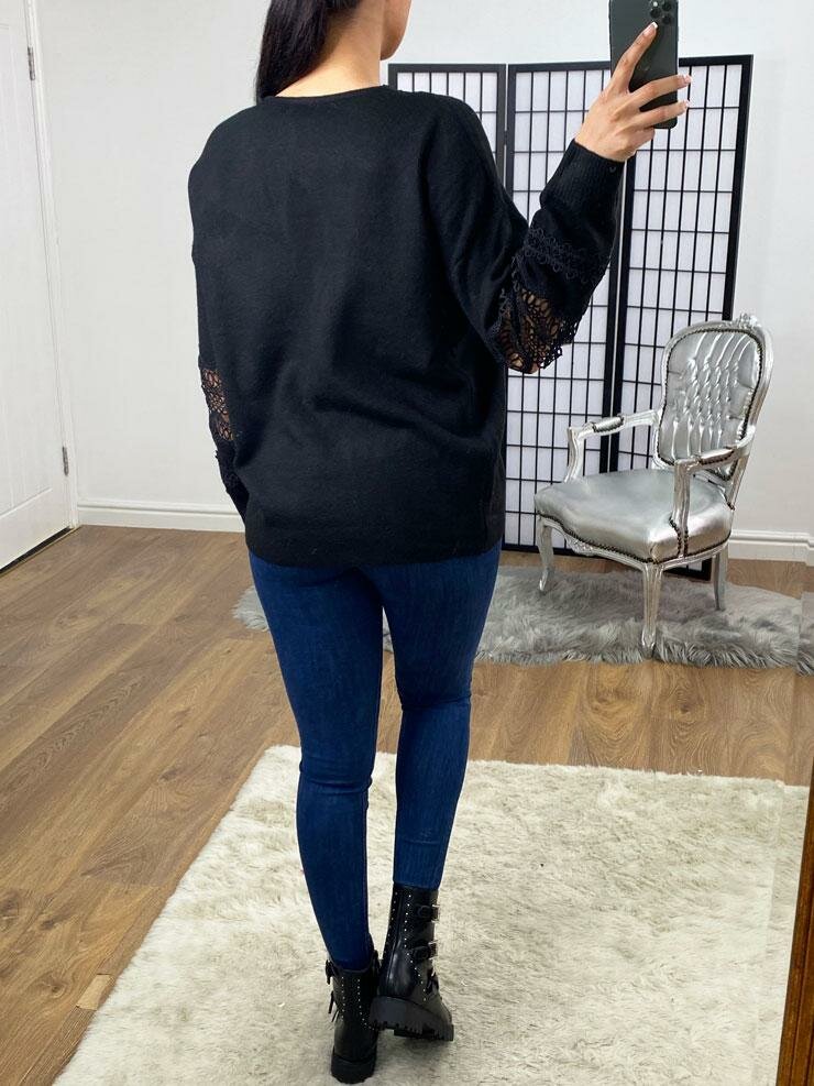 Chanice Crochet Detailed Super Soft Oversized Knit Jumper