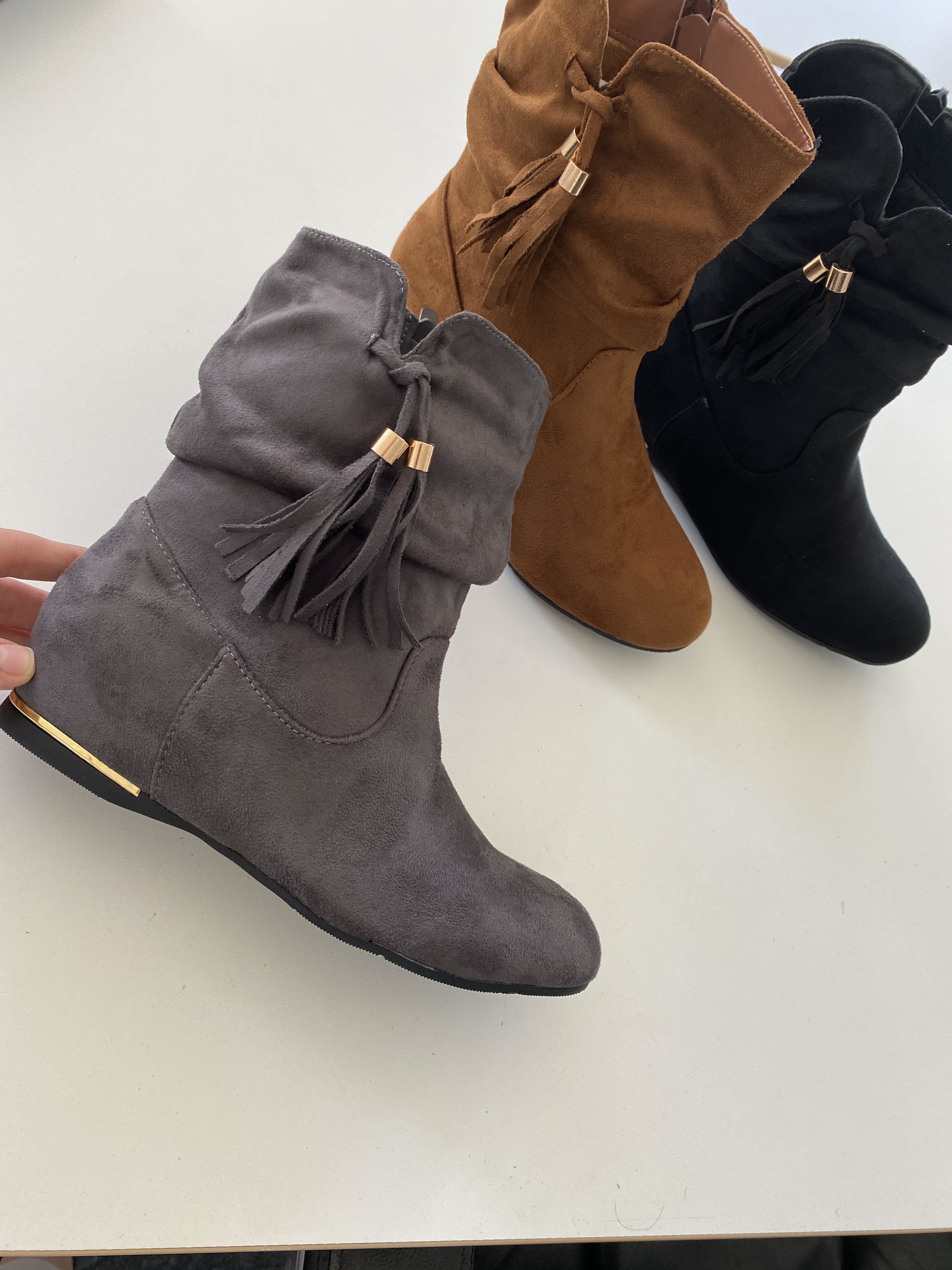 Akito Faux Suede Tassel Detailed Boots