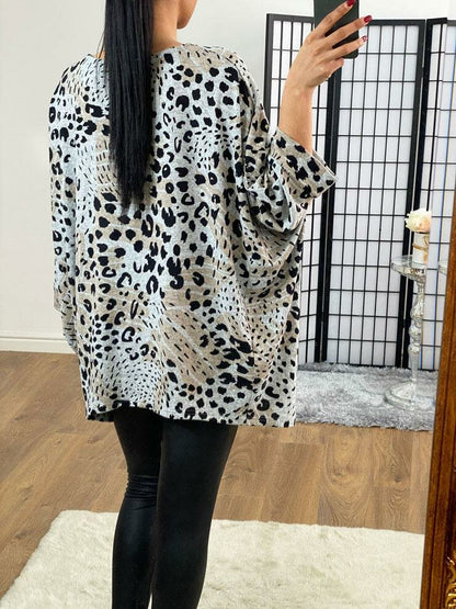 Vanetta Animal Print Super Soft Thin Knit Batwing Jumper