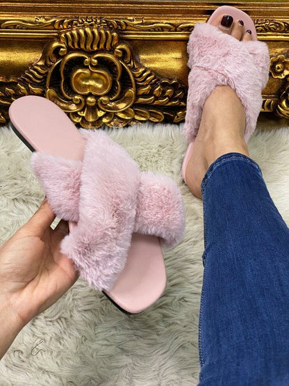 Dixon Faux Fur Cross Over Sliders