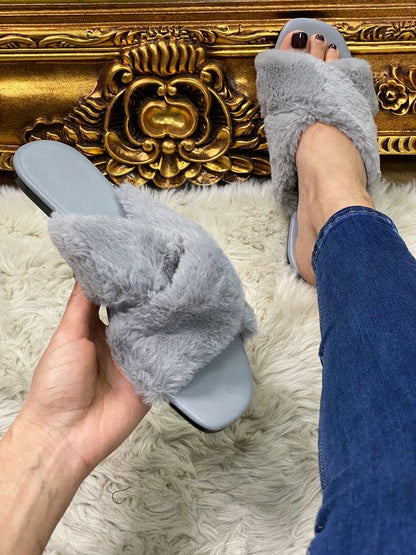 Dixon Faux Fur Cross Over Sliders