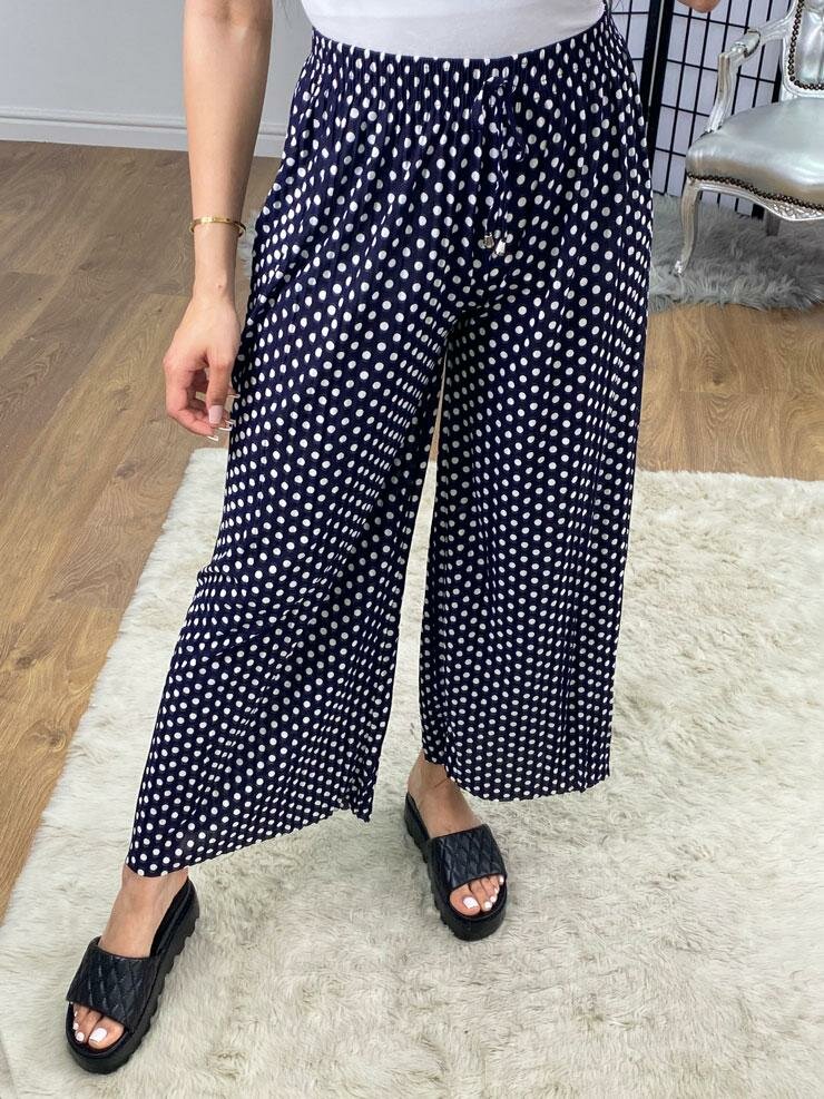 Piya Polka Dot Wide Leg Pleated Trousers