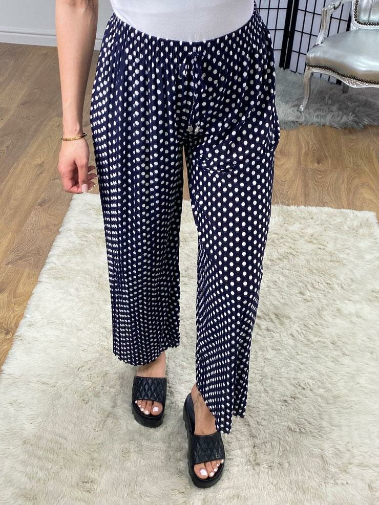 Piya Polka Dot Wide Leg Pleated Trousers