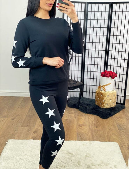 Palmera White Star Detailed Soft Loungewear Set