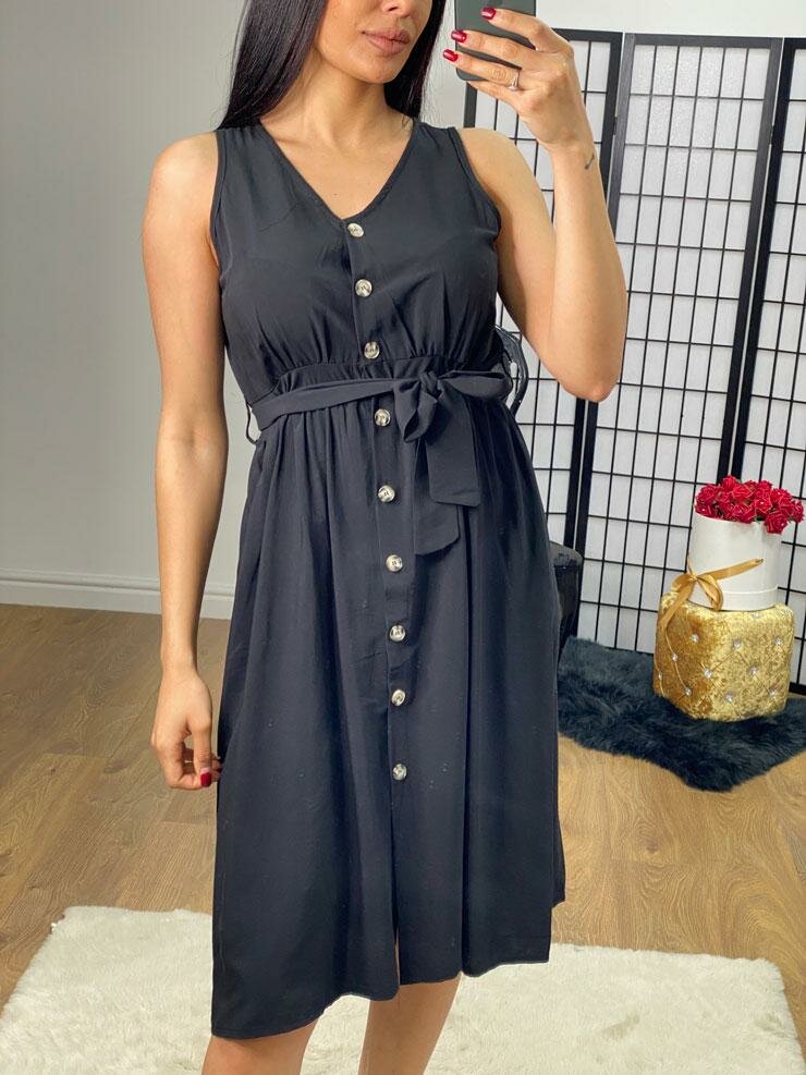 Maribel Button Tie Waist Loose Fit Summer Dress