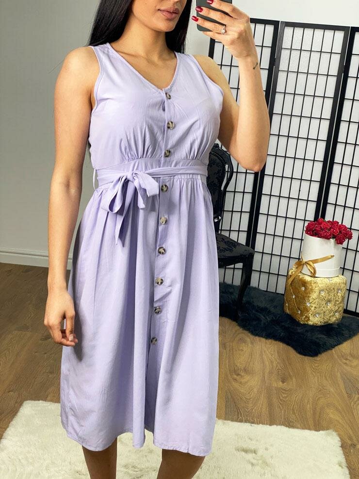 Maribel Button Tie Waist Loose Fit Summer Dress