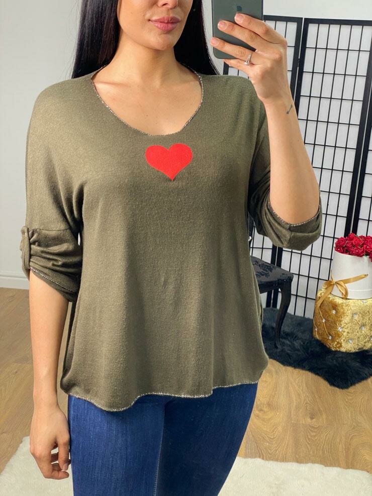 Nissan Super Soft Heart Detailed Thin Knit Jumper