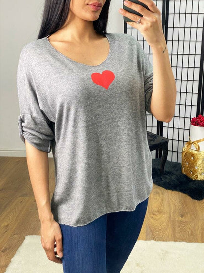 Nissan Super Soft Heart Detailed Thin Knit Jumper