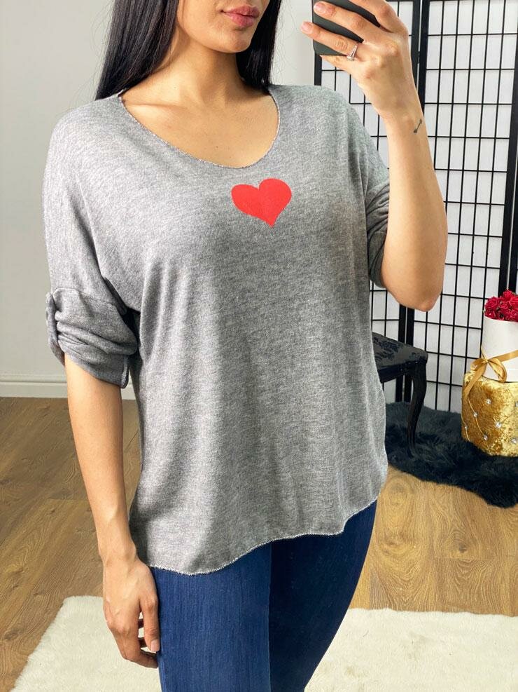 Nissan Super Soft Heart Detailed Thin Knit Jumper