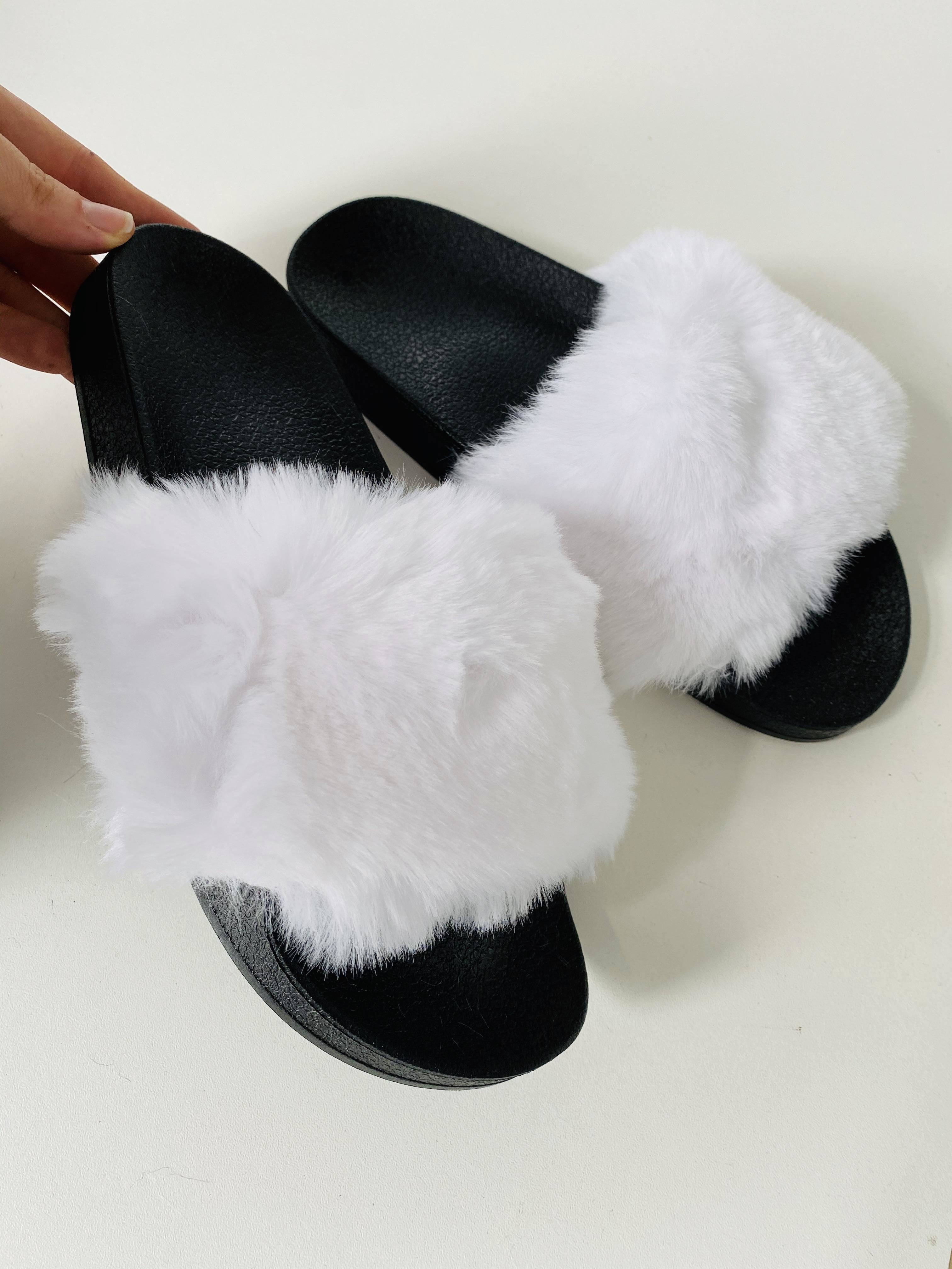 Bayley Faux Fur Super Fluffy Slip On Sliders