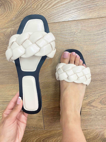 Mevla Plaited Front Slip On Sandal
