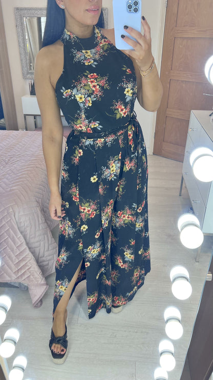 Lylana Floral Halter Neck Split Side Jumpsuit