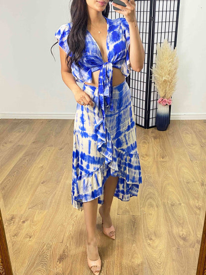 Bryte Tie Dye Two Piece Ruffle Co-ord Set