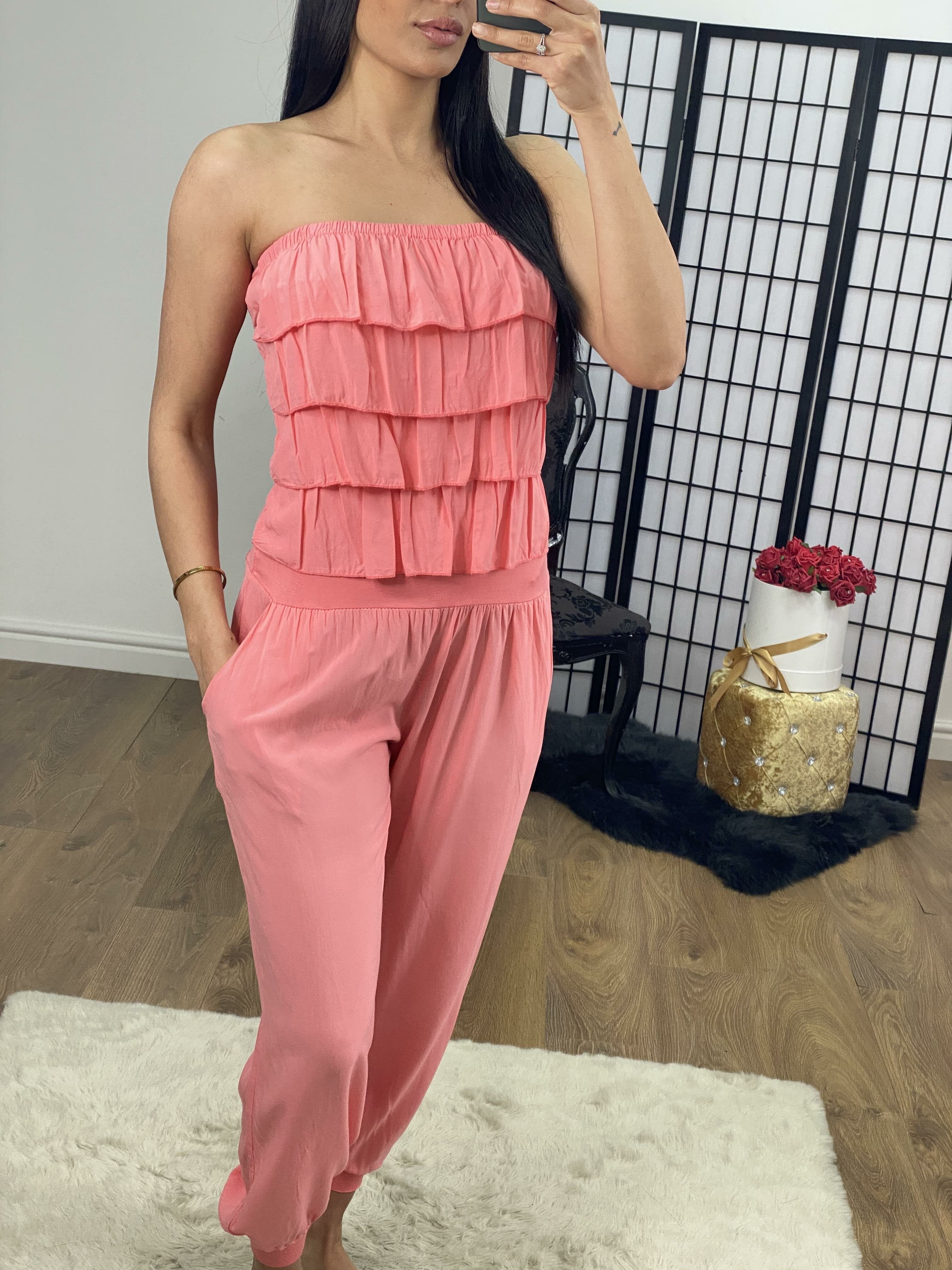 Celina Ruffle Bardot Elasticated Jumpsuit