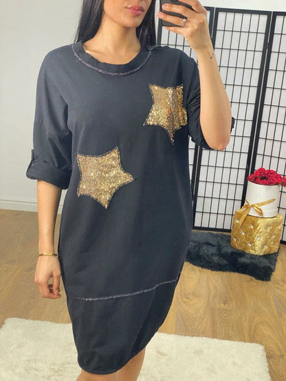 Latoya Sequin Double Star Oversized Dress