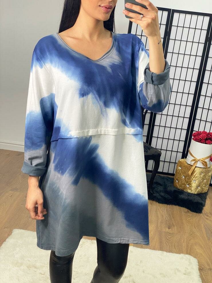Cesca Oversized Tie Dye Pocket Sweatshirt Jumper