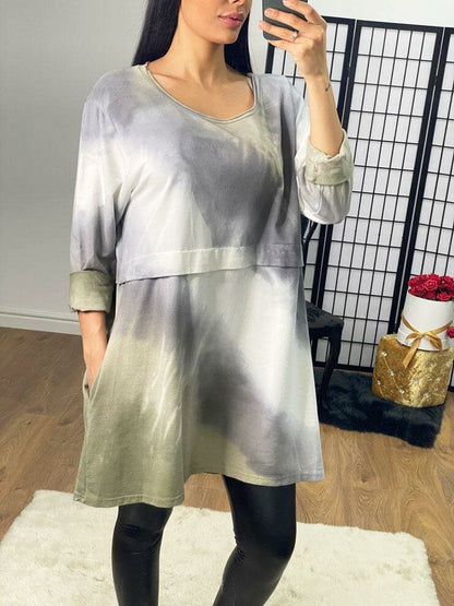 Cesca Oversized Tie Dye Pocket Sweatshirt Jumper