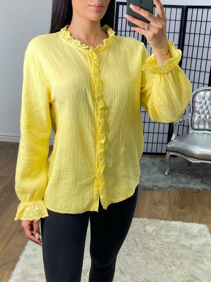 Albie Cheestcloth Embroidery Frill Detailed Blouse