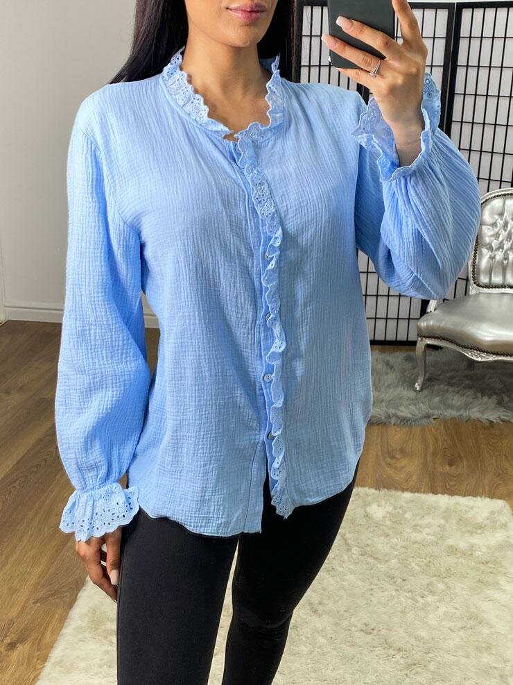 Albie Cheestcloth Embroidery Frill Detailed Blouse