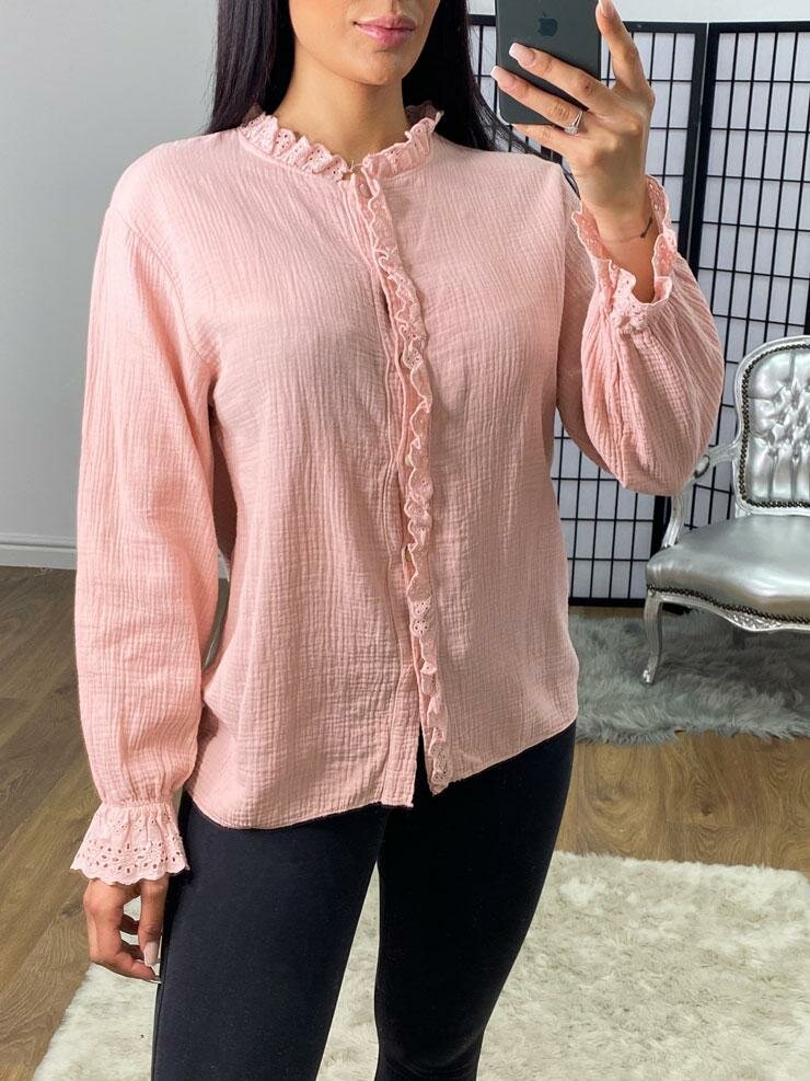 Albie Cheestcloth Embroidery Frill Detailed Blouse