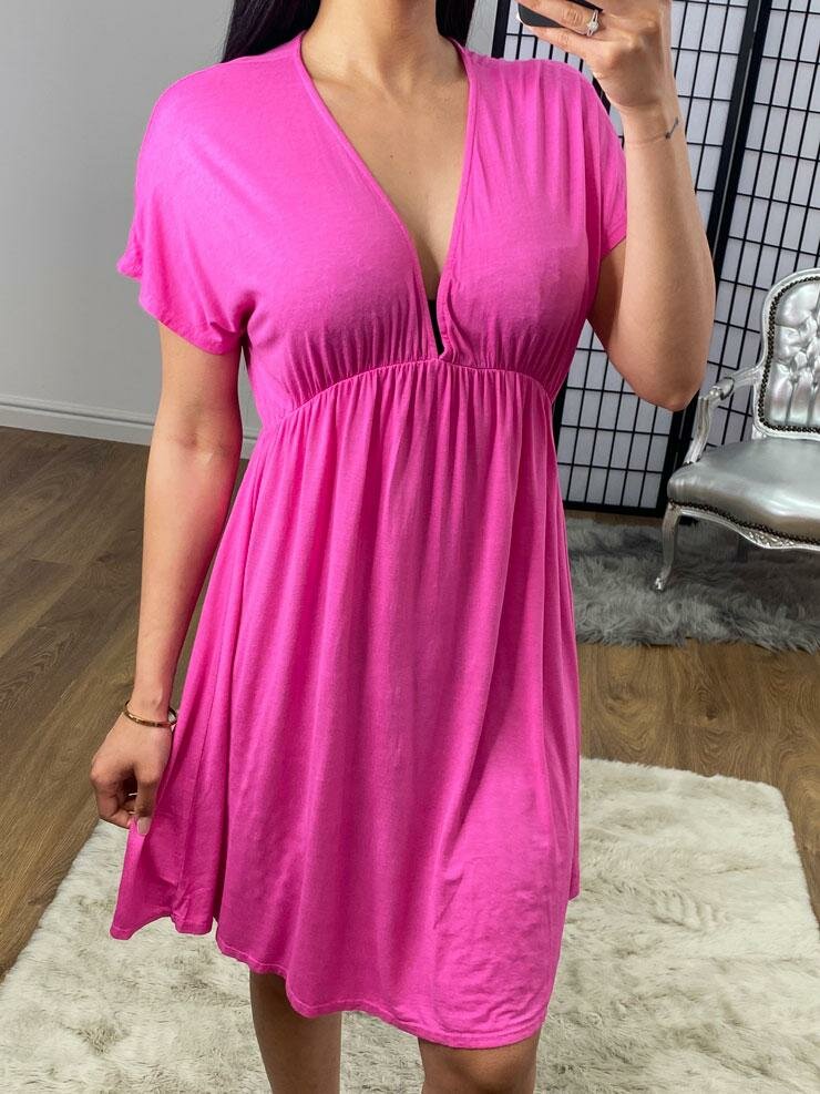 Tate Plain Rouched Batwing Jersey Dress