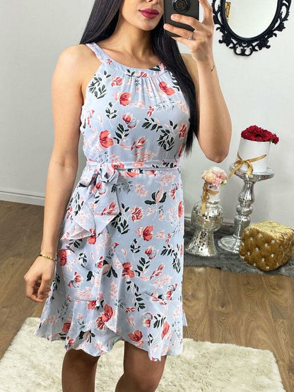 Valerie Floral Frill Detailed Tie Waist Dress