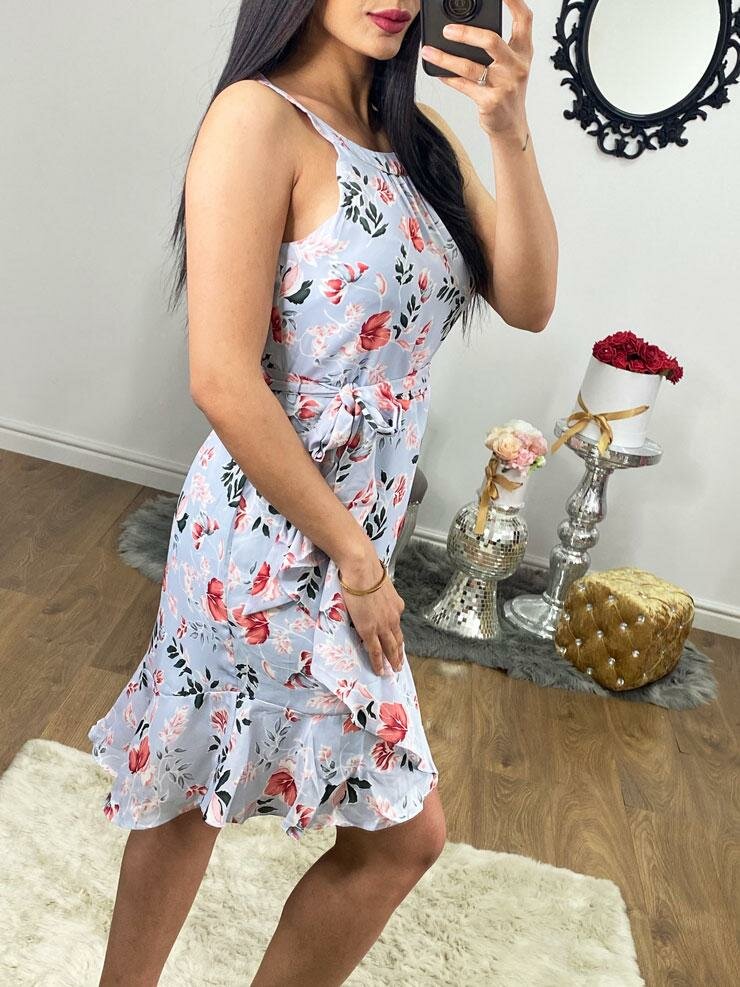 Valerie Floral Frill Detailed Tie Waist Dress