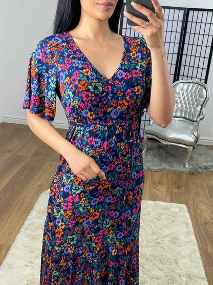 Marella Floral Print Tiered Hem Floaty Midi Dress