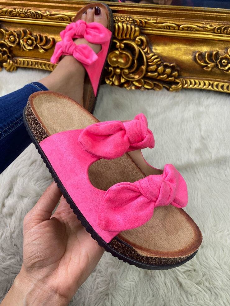 Franklin Faux Suede Bow Strappy Sliders