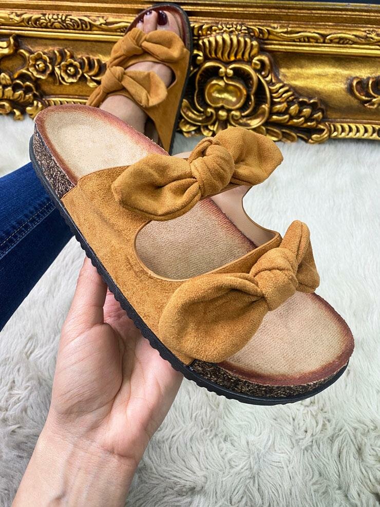 Franklin Faux Suede Bow Strappy Sliders