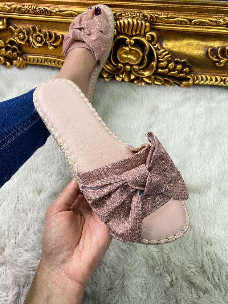 Saphia Fine Glitter Bow Detailed Sliders