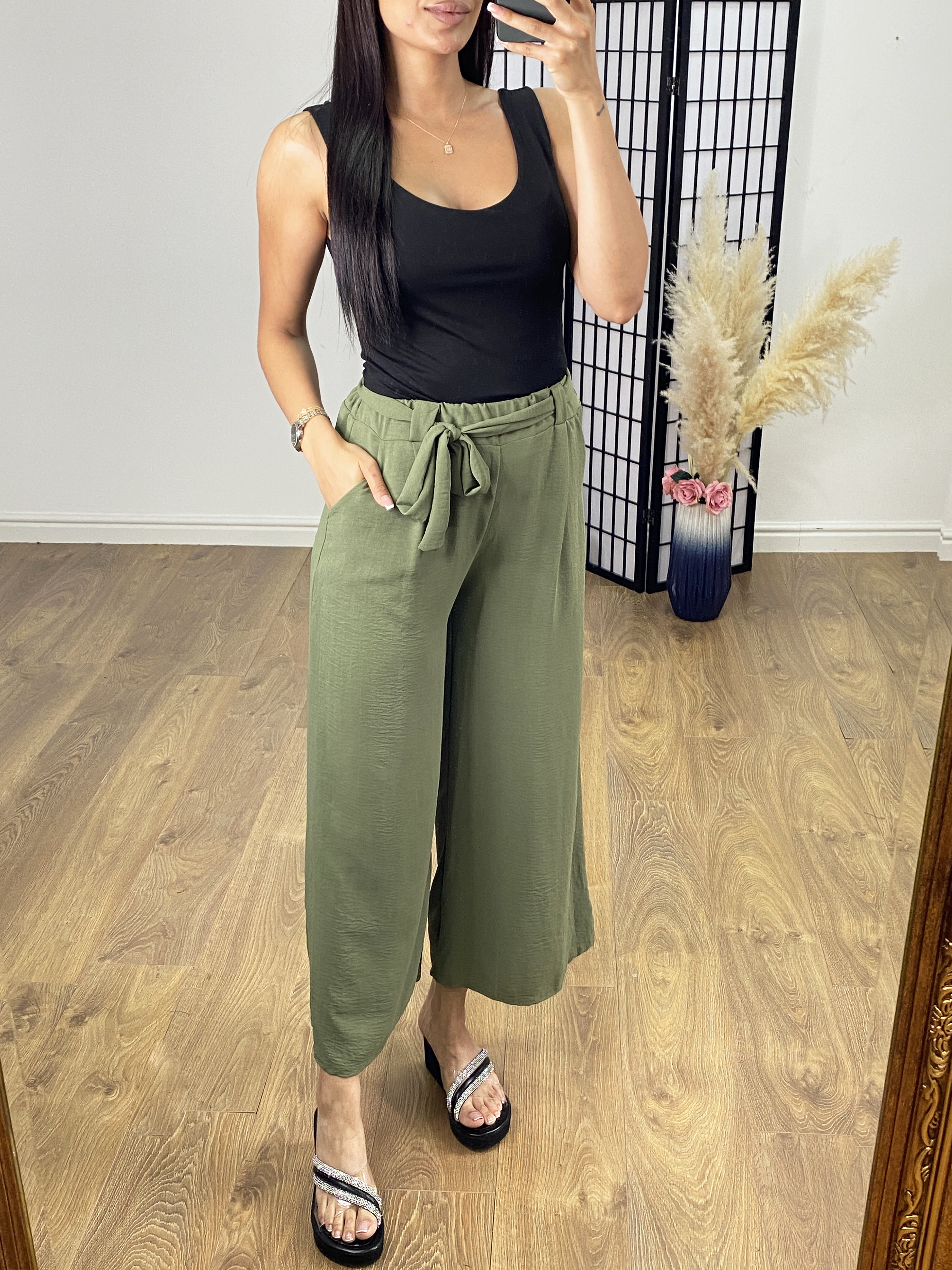 Carlisle Plain Belted Palazzo Trouser