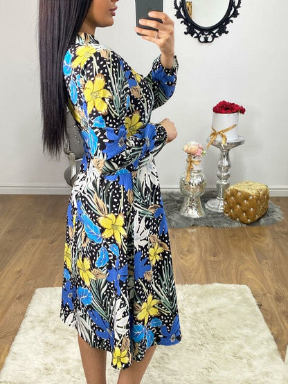 Celinda Floral Detailed Midi Swing Dress