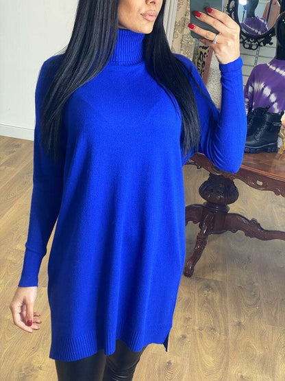 Cyndie Oversized Ribbed Roll Neck Jumper Dress
