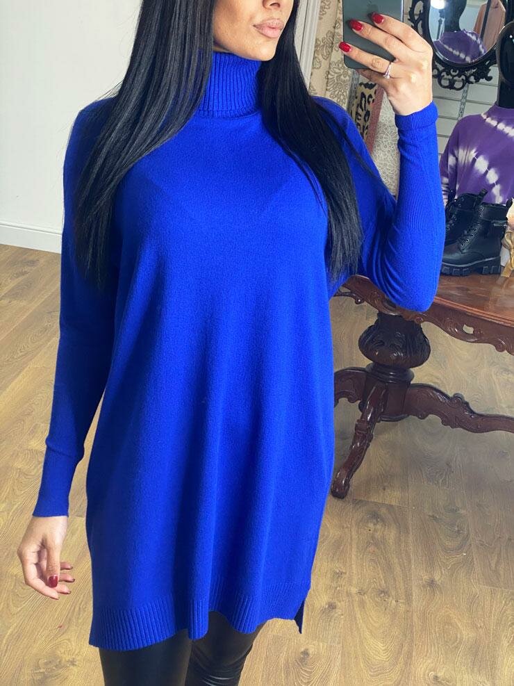 Cyndie Oversized Ribbed Roll Neck Jumper Dress