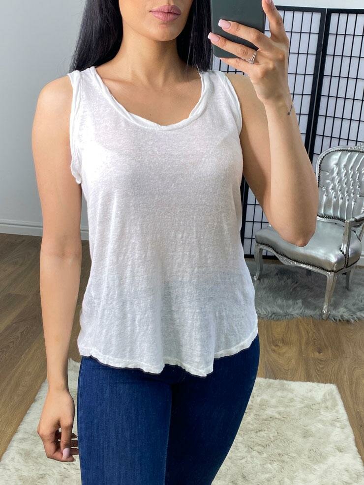 Lawrence Twist Neckline Linen Vest
