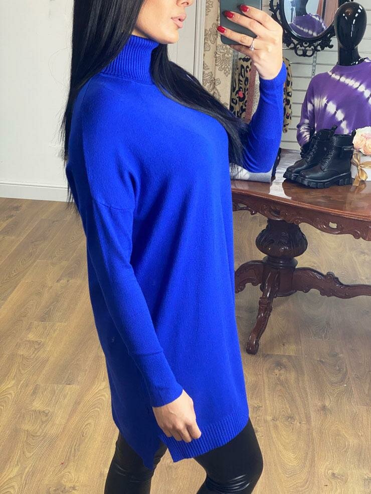 Cyndie Oversized Ribbed Roll Neck Jumper Dress