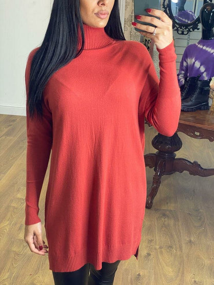 Cyndie Oversized Ribbed Roll Neck Jumper Dress