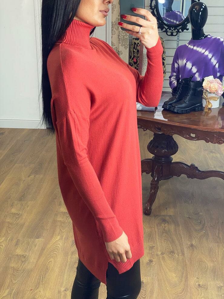 Cyndie Oversized Ribbed Roll Neck Jumper Dress